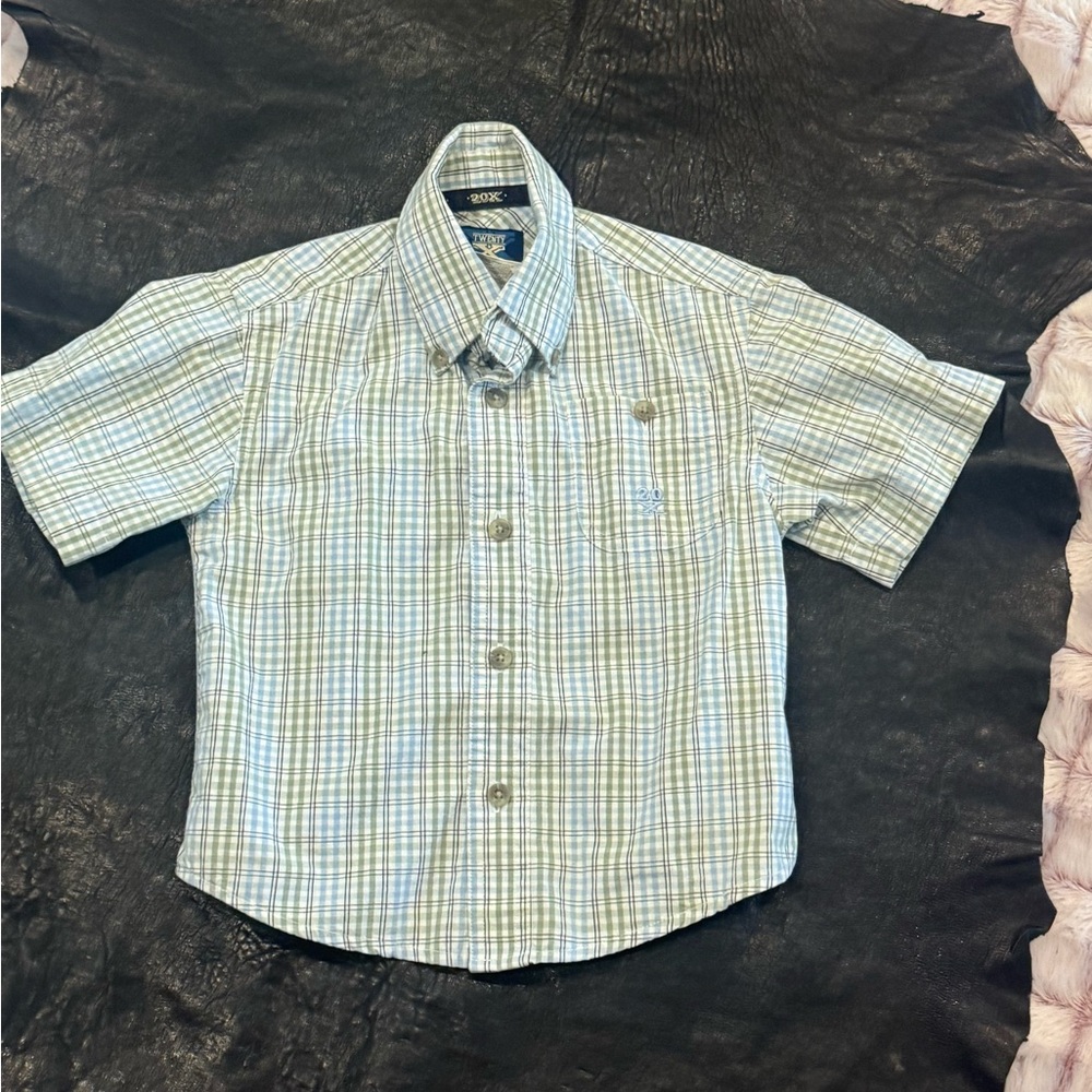 Wrangler 20x Plaid Print Short Sleeve Western Shirt Little Boy's Size XX…